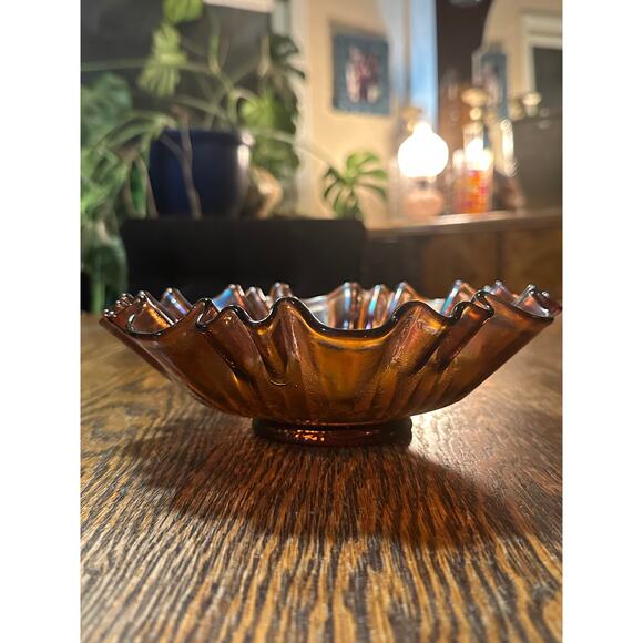 Vintage Northwood Carnival Glass Dark Marigold Ripple - Picture 2 of 8